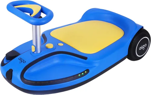 Coche eléctrico oscilante aigo - Coche eléctrico de 21.6V para niños con pedal y asa de tracción, coche oscilante de 3 velocidades, coche de Azul