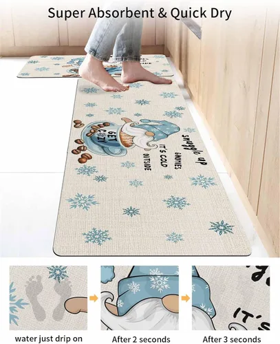 Miniatura 4 de Tapete de baño de gnomos de café, antideslizante, de secado rápido y absorbente, de tierra de diatomeas, para fregadero de cocina, lavable, tapete