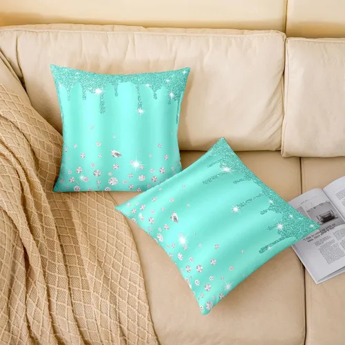 Miniatura 2 de Feelyou Juego de 4 fundas de almohada con diamantes para decoración del hogar, sala de estar, funda de cojín decorativa reversible con diamantes