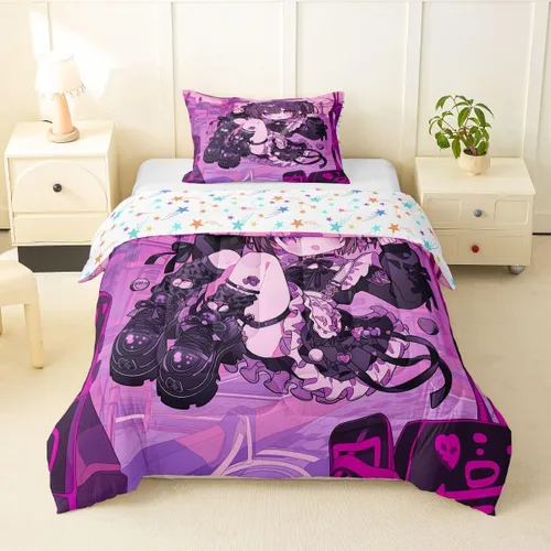 Miniatura 19 de Erosebridal Edredón de sirena azul para niñas, ropa de cama de unicornio lindo de 3 piezas para niños, juegos de ropa de cama y colecciones