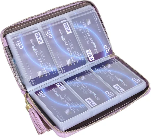 Miniatura 4 de Easyoulife - Monedero de cuero con cremallera, billetera portatarjetas para mujer, bloqueo RFID