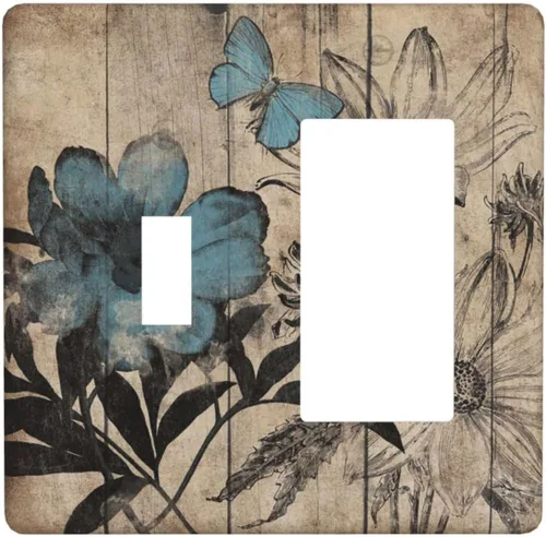 Miniatura 110 de Mid Century Morden Boho - Placa de pared para interruptor de luz dúplex de 1 banda, placa frontal decorativa eléctrica para receptáculo para baño
