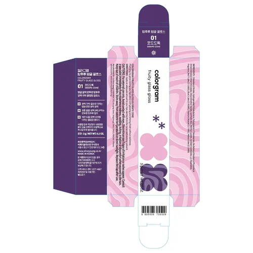 Miniatura 8 de COLORGRAM FRUITY GLASS GLOSS 01 GRAPE BLACK Brillo labial brillante no pegajoso con brillo similar al vidrio Lápiz labial hidratante de larga
