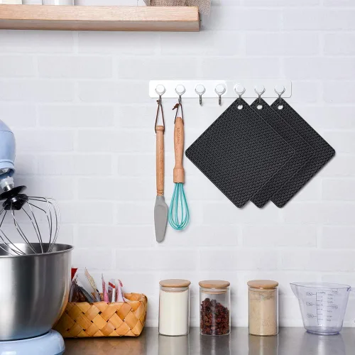 Miniatura 7 de Alfombrillas de silicona para platos calientes, almohadillas calientes para encimera de cocina, posavasos antideslizantes, resistentes al calor