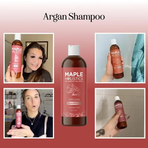 Miniatura 2 de Champú de aceite de argán para cabello seco - Champú sin sulfato para cabello dañado y encrespamiento con aceite de argán para el cabello - Champú