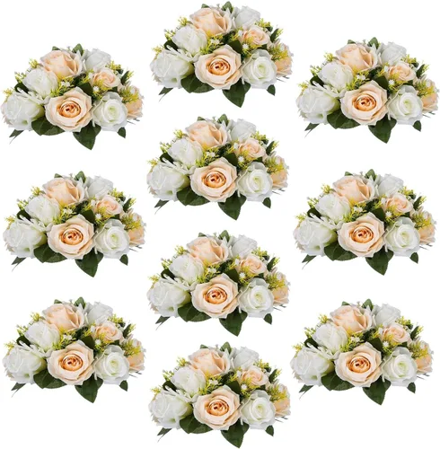 Miniatura 23 de Sziqiqi - 2 flores artificiales, flores de seda, 15 tallos para centros de mesa de flores o arreglos colgantes. Blanco puro
