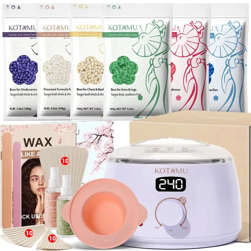 Miniatura 19 de KOTAMU Kit de depilación digital negra para mujeres y hombres, piel sensible, olla de cera dura para cejas, cara, piernas, axilas, depilación suave