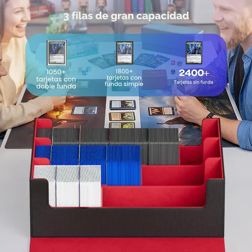 Miniatura 3 de UAONO Caja de almacenamiento para tarjetas coleccionables, capacidad para 1800 tarjetas con 10 divisores y 3 tapones, cierre magnético, funda