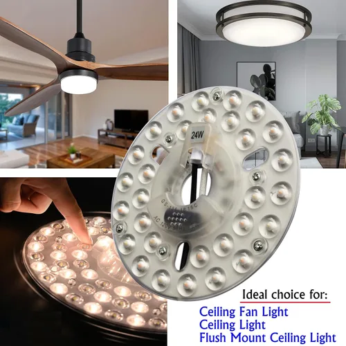 Miniatura 6 de 24W 5.3 "LED Kit de luz de ventilador de techo de repuesto LED Panel de tablero de luz con 3 funciones de memoria de temperatura