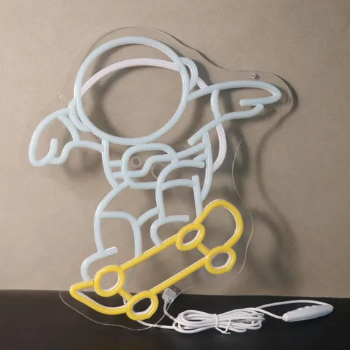 Miniatura 9 de Astronaut Skateboarding" Space Adventure Light - Arte de pared LED genial y que desafía la gravedad para sala de juegos, dormitorio, decoración