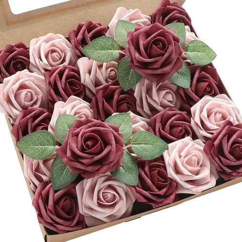 Miniatura 7 de Floroom Flores artificiales de espuma, aspecto real, con tallos, para manualidades, ramos de boda, centros de mesa, despedida de soltera, fiesta, 25