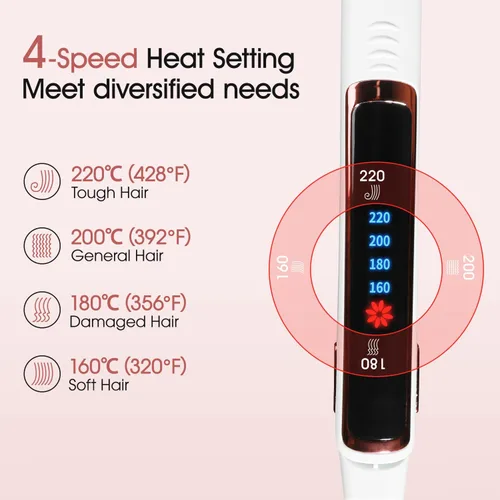 Miniatura 6 de Plancha plana de 1 pulgada, plancha plana profesional de cerámica para alisar el cabello rizado, plancha plana de doble voltaje para bordes, Blanco