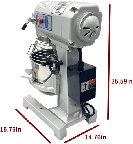 Miniatura 4 de TECHTONGDA Mezclador comercial de alimentos 10Qt. Mezclador de masa de acero inoxidable Mezclador de soporte de cocina amasadora 110 V 450 W
