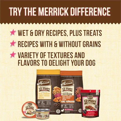 Miniatura 9 de Merrick Lil' Plates - Golosinas para perros pequeños sin granos, golosinas de entrenamiento naturales para perros pequeños, receta de carne de res