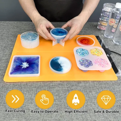 Miniatura 2 de Kit de alfombrilla de calentamiento para moldes de resina 26 piezas: máquina de curado de resina epoxi para moldes de resina, reduce el tiempo