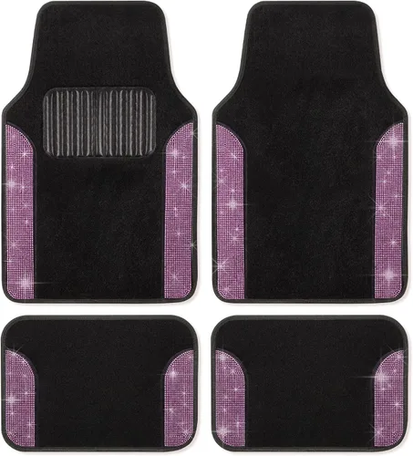 Miniatura 7 de Juego de alfombrillas de coche con diamantes brillantes Carbella de 4 piezas, alfombrillas de coche de imitación de diamantes con brillantes