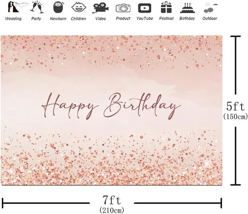 Miniatura 2 de Telón de fondo rosa de 7 x 5 pies, con purpurina rosa, puntos brillantes, oro rosa, para niña, cumpleaños, fotografía, fondo dulce para mujeres