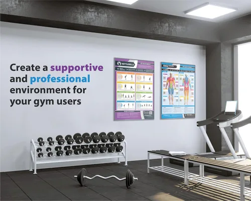 Miniatura 6 de Póster de gimnasio para grupos musculares y ejercicios, laminado, EXTRAGRANDE 33" x 23.5", tabla de pared de gimnasio y fitness en casa, incluye