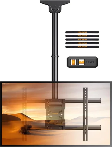 Perlegear - Soporte de pared para TV de techo, soporte de TV colgante para televisores planos o curvos de 37 a 75 pulgadas hasta 45 kg, soporte de