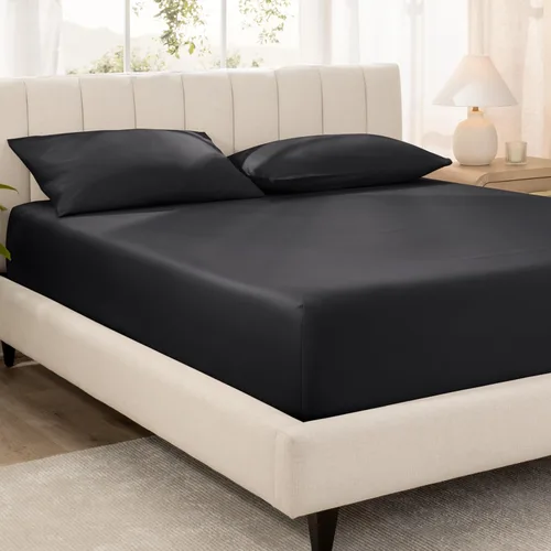 Miniatura 11 de Bare Home Sábana Bajera Ajustable de Satén de Algodón 100% Orgánico - 400 Hilos - Tejido de Satén Suave - Transpirable y Refrescante - Lujo de Hotel