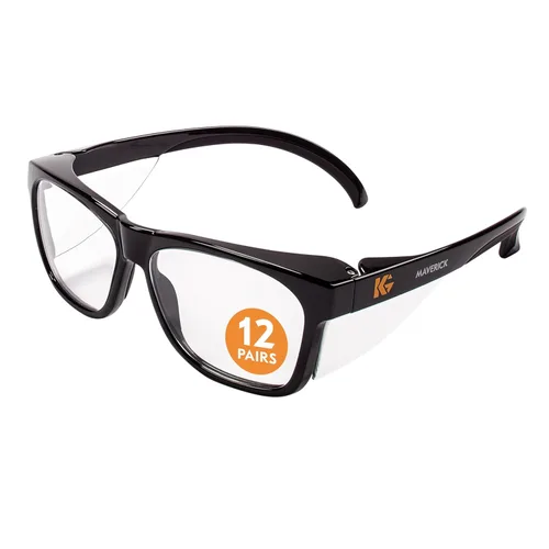 KleenGuard™ V30 Maverick™ - Gafas de seguridad (49309), con revestimiento antivaho y lentes transparentes, montura negra, unisex para hombres y