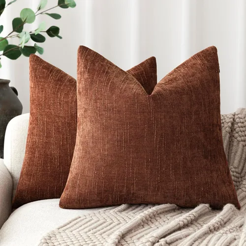 Miniatura 34 de Foindtower - Paquete de 2 fundas de almohada decorativas, cuadradas, cómodas, unicolor, suaves, lumbares, estilo rústico neutro, para sofá, sillón