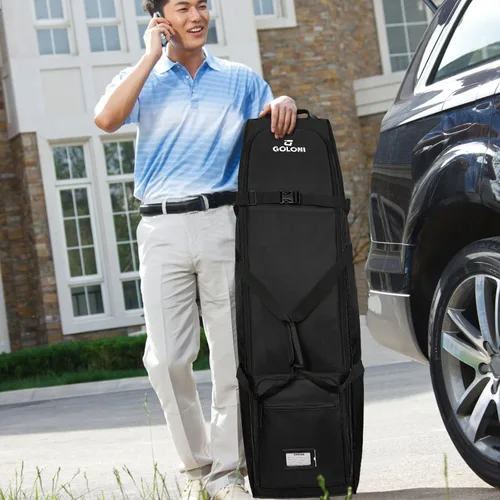 Miniatura 3 de Goloni Bolsa de viaje de golf con ruedas para aerolíneas, funda de viaje resistente al agua para viajes aéreos, equipaje de golf plegable portátil