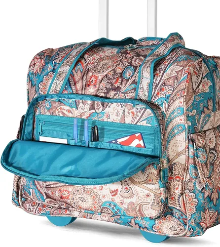 Miniatura 4 de Olympia Deluxe - Maleta de equipaje con ruedas, Azul (Paisley), Overnighter rodante de moda de lujo