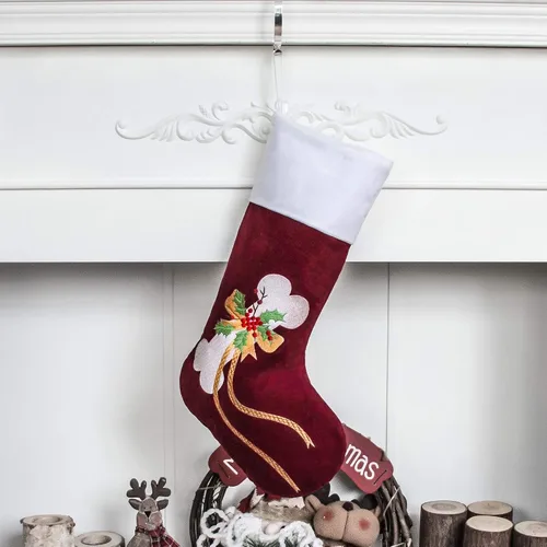 Miniatura 7 de GEX Medias de Navidad para perro, gato o mascota, de 22 pulgadas, forro acolchado grande, bordado, de lujo, encantador, terciopelo, adornos