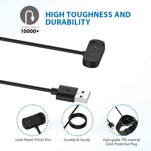 Miniatura 4 de Cable cargador para Amazfit Bip 5/Bip 5 Unity/Bip 3/Bip 3 Pro/GTS 4 Mini/Active/GTS 2/GTR 2/GTR Mini/GTS 2 Mini, cable de carga con cable USB de 3.3
