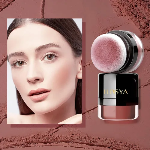 Miniatura 2 de Rubor facial en polvo de maquillaje suave de hongos para mejillas de larga duración en polvo de maquillaje con reflejos - acabado mate