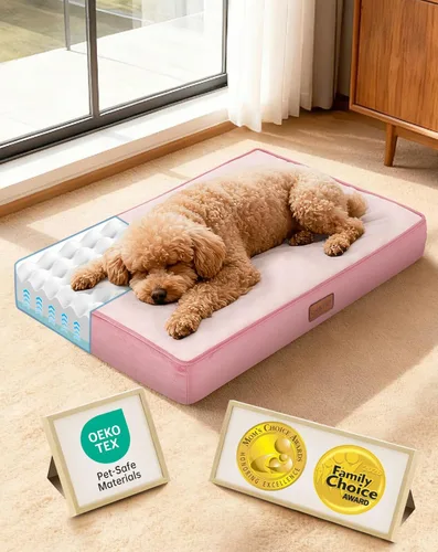 Miniatura 19 de OhGeni Cama ortopédica impermeable para perros pequeños, funda extraíble lavable a máquina en tela fácil de limpiar, espuma de alta densidad y asa