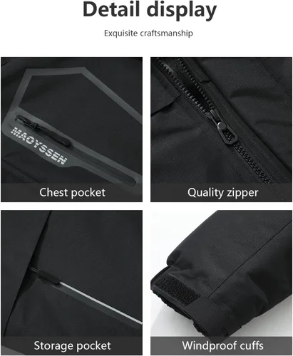 Miniatura 5 de Chaqueta de esquí de invierno impermeable para hombre, chaqueta de snowboard de invierno impermeable con capucha y forro polar resistente al viento