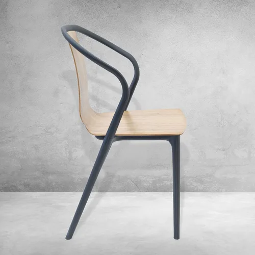 Miniatura 4 de Silla moderna de silla WM-300-Midcent-WL para café, de mediados de siglo, en nogal