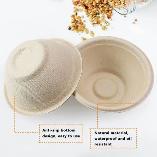 Miniatura 6 de Oomcu Paquete de 100 cuencos de sopa desechables pequeños de 8 onzas a granel, compostables y biodegradables, cuencos de papel reciclado resistentes
