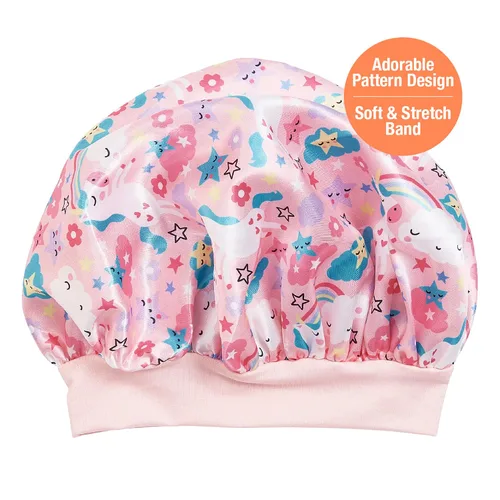 Miniatura 2 de Red by Kiss Gorro de satén para dormir para niños pequeños, suave, elástico y seguro, protege el cabello frágil del encrespamiento y la rotura