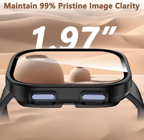 Miniatura 5 de Paquete de 2 fundas compatibles con Amazfit Bip 6, protector de pantalla de vidrio templado con cubierta de policarbonato duro, a prueba de golpes