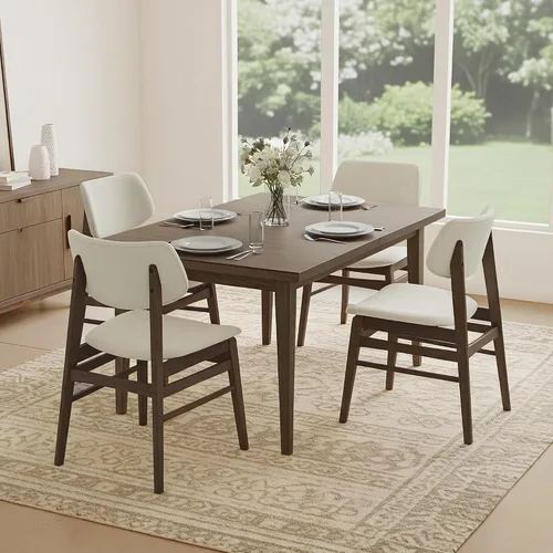 Miniatura 31 de KISLOT Rattan Dining Chairs Set of 4, Upholstered Modern Dining Room Chairs, Mid Century Oak Wood Kitchen Chairs with Rattan Backrest for Farmhouse