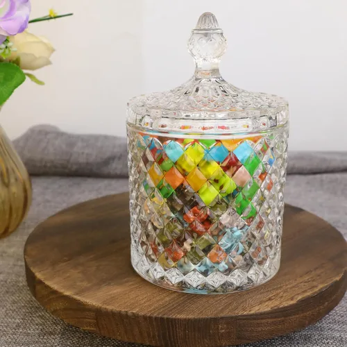 Miniatura 3 de Plato de cristal para dulces con tapa, 1 pieza de 20 onzas, tarro de cristal grande para caramelos, caja de joyería, plato Dappen, tarro de galletas