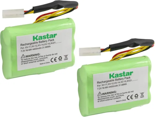 Kastar Batería XV11 (paquete de 2), Ni-MH 7.2V 4400mAh, repuesto para aspiradoras robóticas Neato XV-11 XV-12 XV-14 XV-15 XV-21 XV-25, XV Essential,