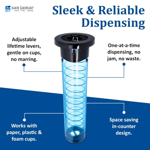 Miniatura 3 de San Jamar Sentry Dispensador de Vasos Empotrado en Mostrador para Vasos de 8-44 Oz con Palanca Ajustable para Restaurantes, Comedores y Comida