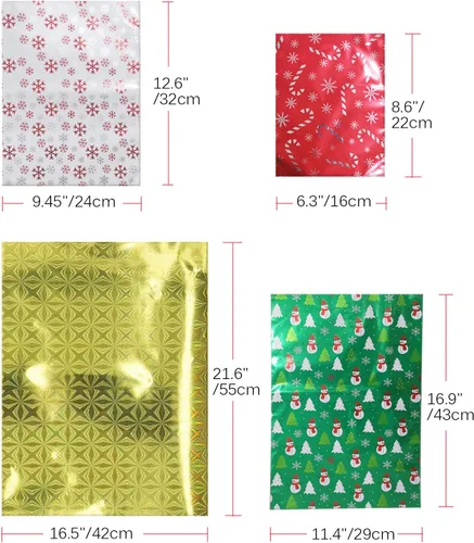 Miniatura 3 de WesGen Bolsas de regalo de Navidad, 40 bolsas de regalo de Papá Noel en 4 tamaños y 4 diseños, con lazos y etiquetas