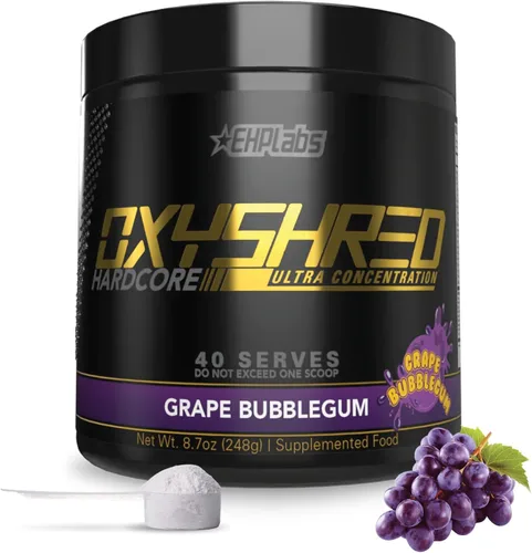 EHP Labs OxyShred Hardcore Super Dosed Polvo de Pre Entrenamiento - Polvo de Preentrenamiento con L Glutamina y Acetil L Carnitina, Bebida de