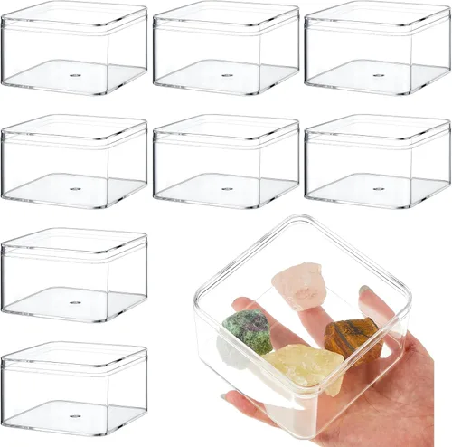 Miniatura 10 de Blulu 8 cajas de acrílico transparente con tapa, caja de almacenamiento de plástico para joyas, mini cubos para dulces y pequeñas joyas, recuerdos
