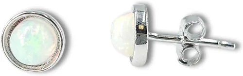 Miniatura 62 de Pendientes naturales de 0.236 in con chapado en oro blanco sobre plata de ley, bisel cabujón de piedras preciosas regalo de joyería para ella
