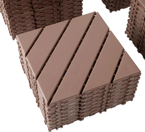 Miniatura 2 de Azulejos de plástico entrelazados para todo tipo de clima, paquete de 44 azulejos de patio de 12 x 12 pulgadas, impermeables, de plástico