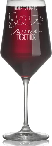 Miniatura 11 de Never Too Far To Wine Together - Copa de vino personalizable de 15 onzas sin tallo para regalos de amistad a larga distancia, regalos personalizados