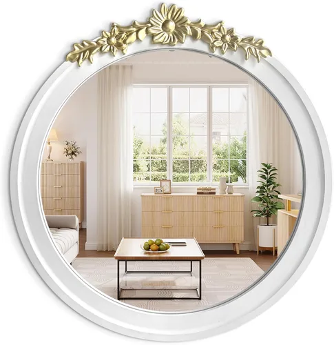 Miniatura 11 de HQiJun Espejo Redondo de Pared – Espejo Circular Grande Negro de 26.8" para Pared con Marco de Metal Decorativo Arte Duradero, Espejo Colgante