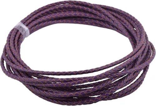 Miniatura 43 de KONMAY 2 yardas 8.0mm Cordón redondo de cuero trenzado auténtico marrón antiguo para corbata de bolo
