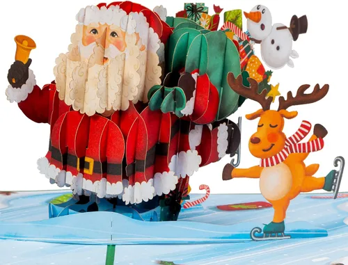 Miniatura 9 de Paper Love Tarjeta de Navidad desplegable 3D, automóvil, regalo para Navidad o vacaciones, cubierta de 5 x 7 pulgadas, incluye sobre y etiqueta